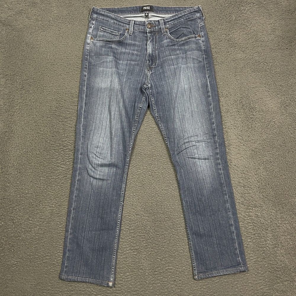 Paige Jeans Mens 32 Blue Denim Pants Federal Slim Straight Fit Stretch 32x29